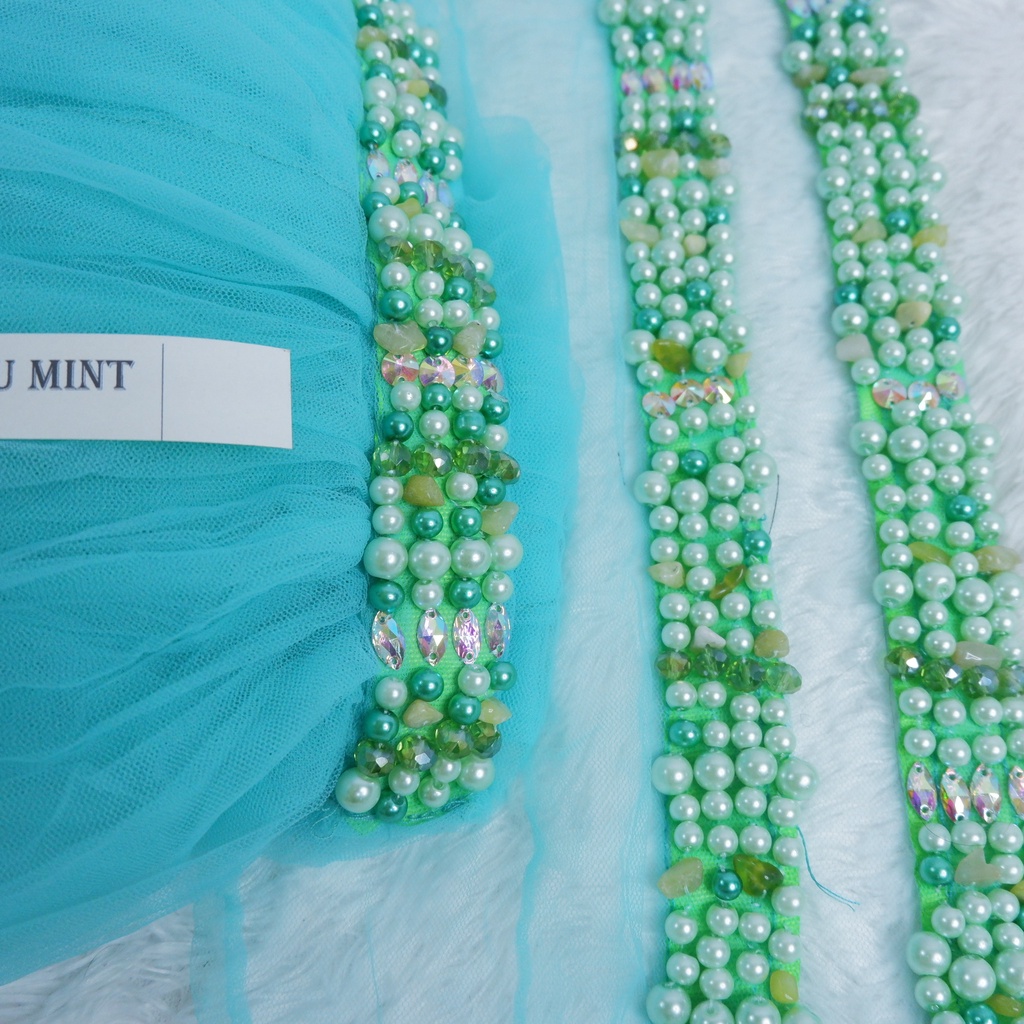 Set Veil Mutiara Susun/Slayer Mutiara Susun hijau tosca-hijau mint