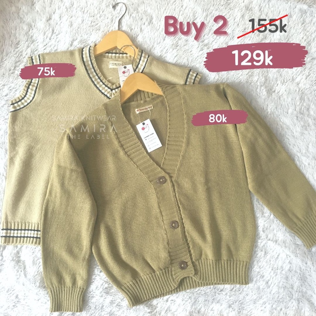 Paket Hemat Vest, Cardigan, Sweater Rajut | Set Rompi Cardigan Sweater Rajut | Set Rajut Korea