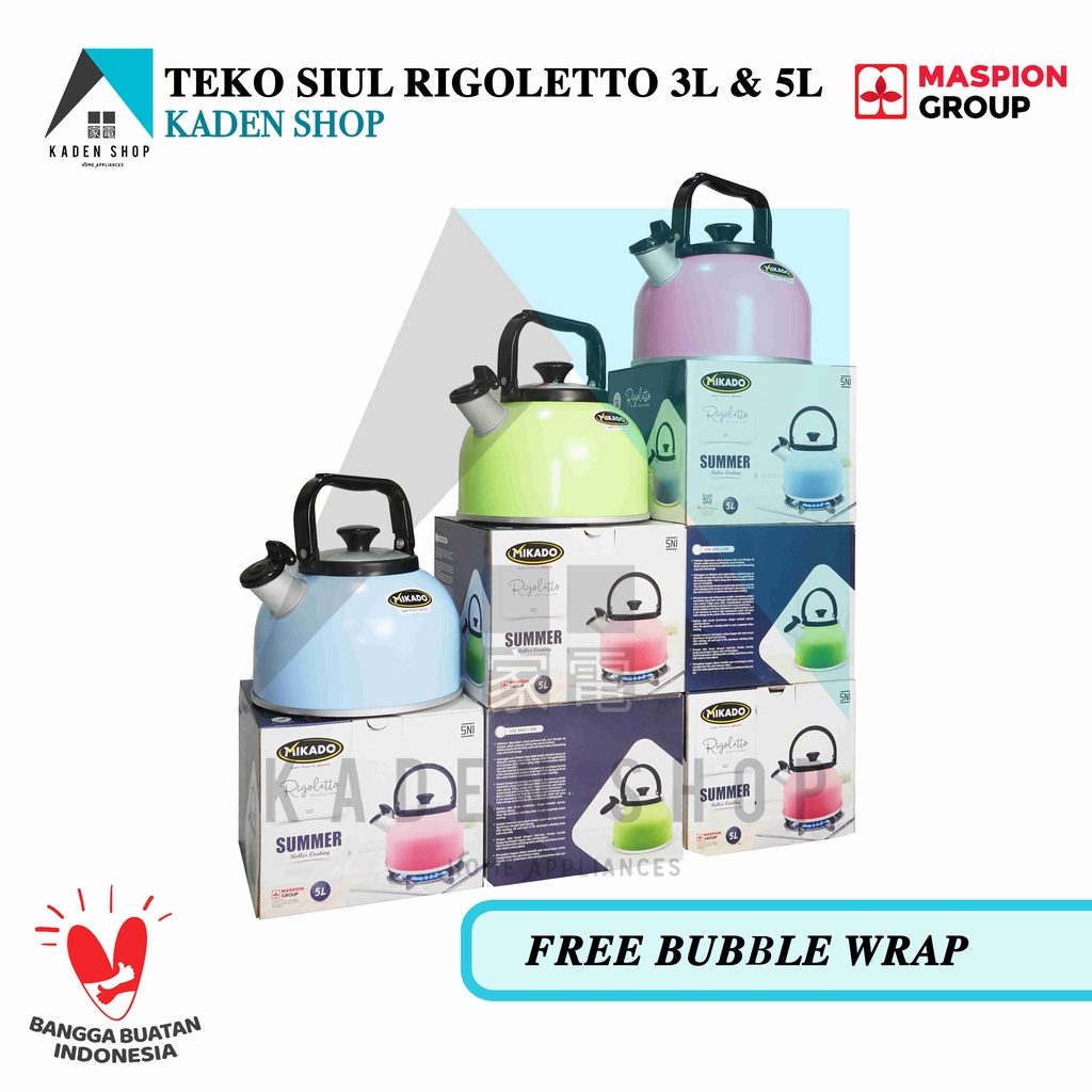 Teko Bunyi Siul 3 liter &amp; 5 liter Maspion Rigoletto FREE BUBBLE WRAP