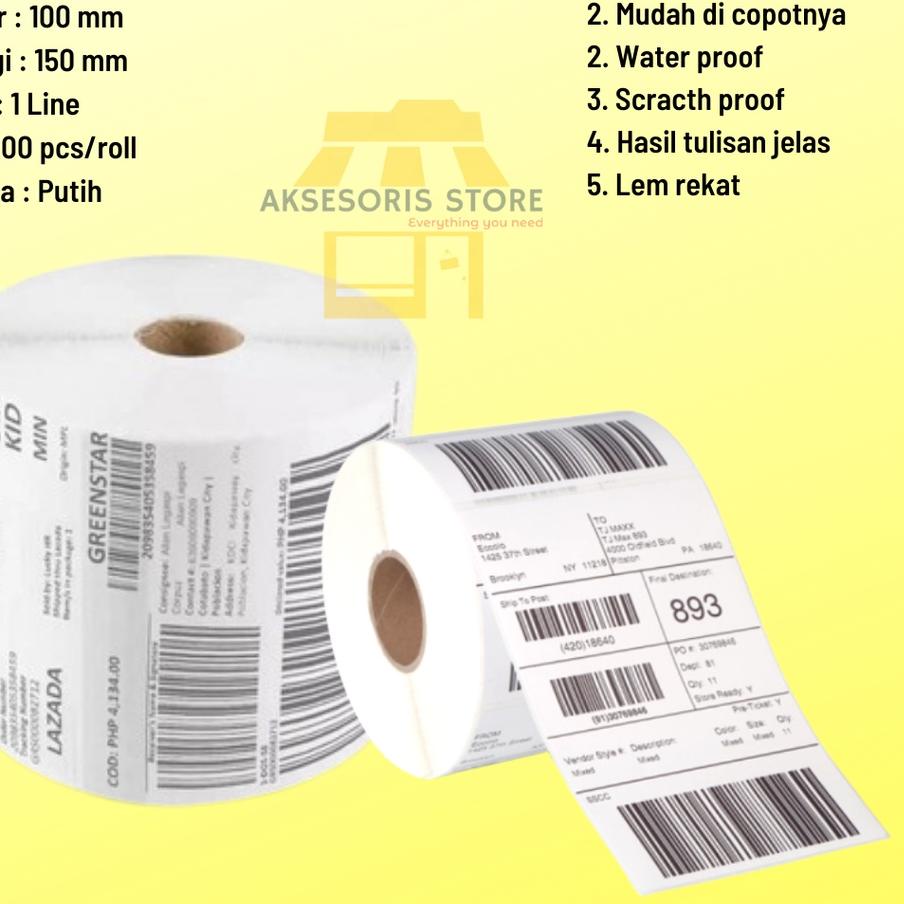 

Big Sale - GROSIR KERTAS THERMAL LABEL STICKER 350PCS 500PCS UKURAN A6 100X150 ✔