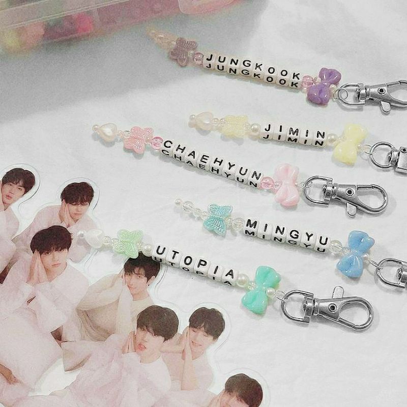 Beads keychain manik /keyring custom gantungan kunci / gantungan handphone / phone hook phone strap 