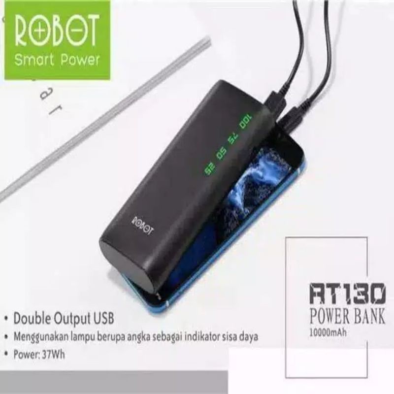 Robot RT130 10000mAh 2 USB Ports Power Backk White