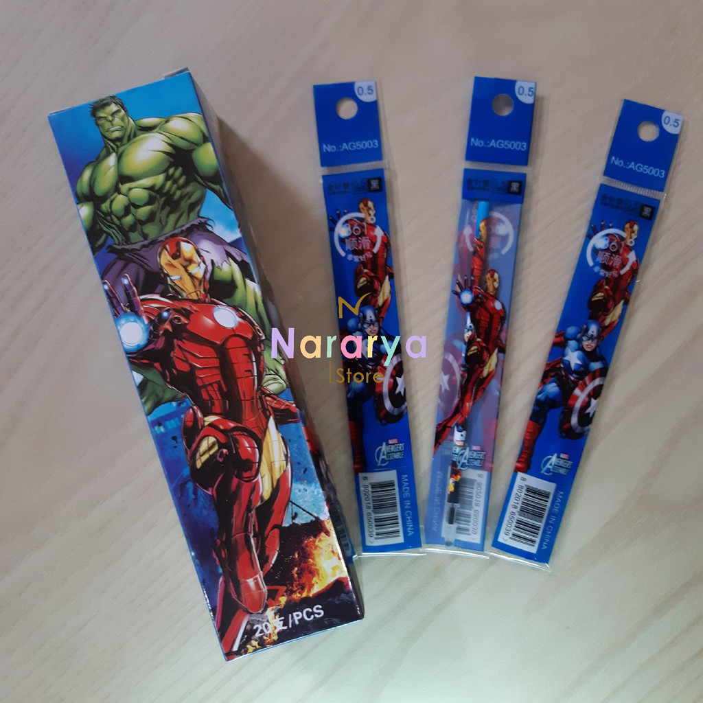 

10x Refill Gel Pen Avenger / Gel Pen Karakter / Gel Pen Lucu / Pulpen Lucu / Alat Tulis Sekolah