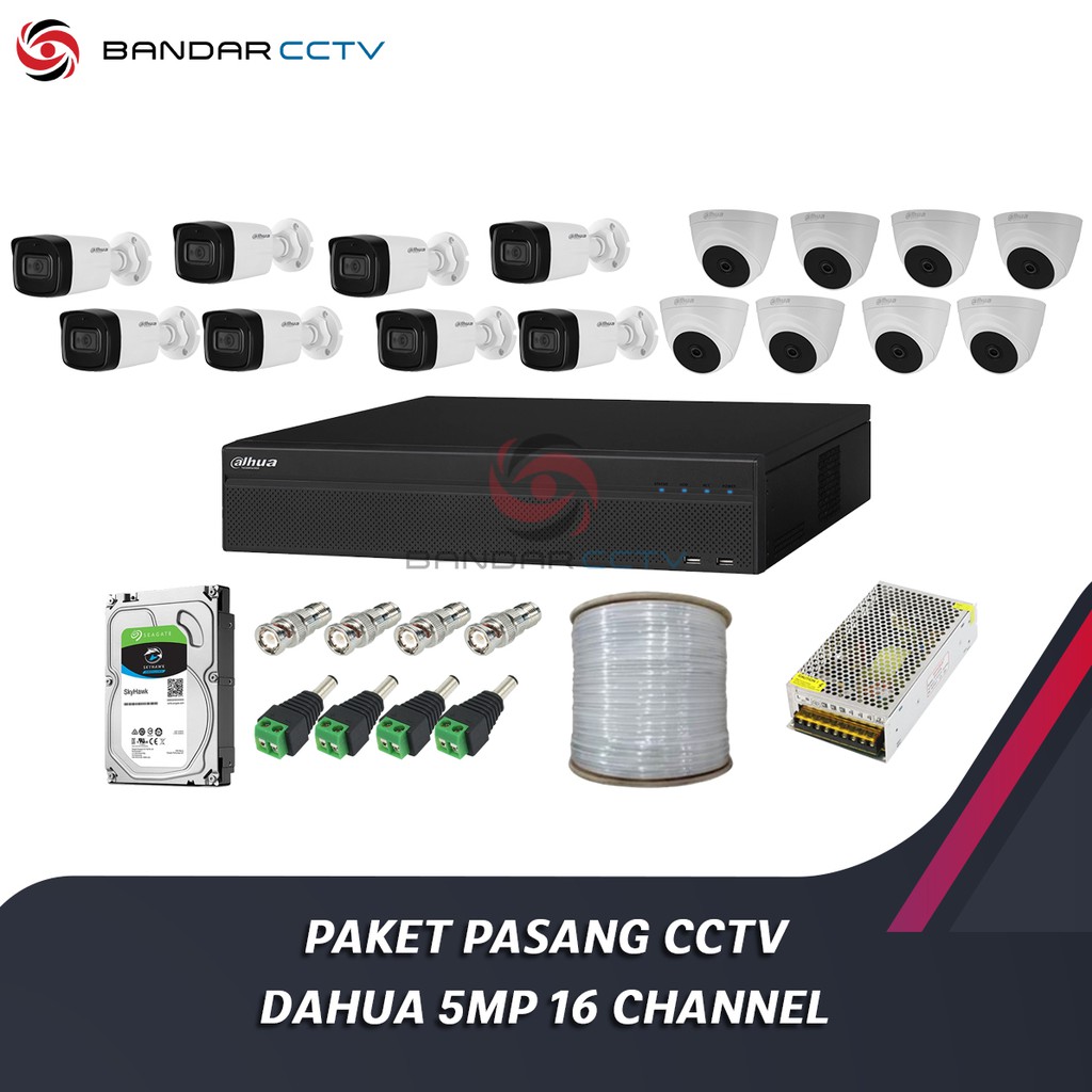 PAKET CCTV DAHUA 5MP 16 CHANNEL TINGGAL PASANG