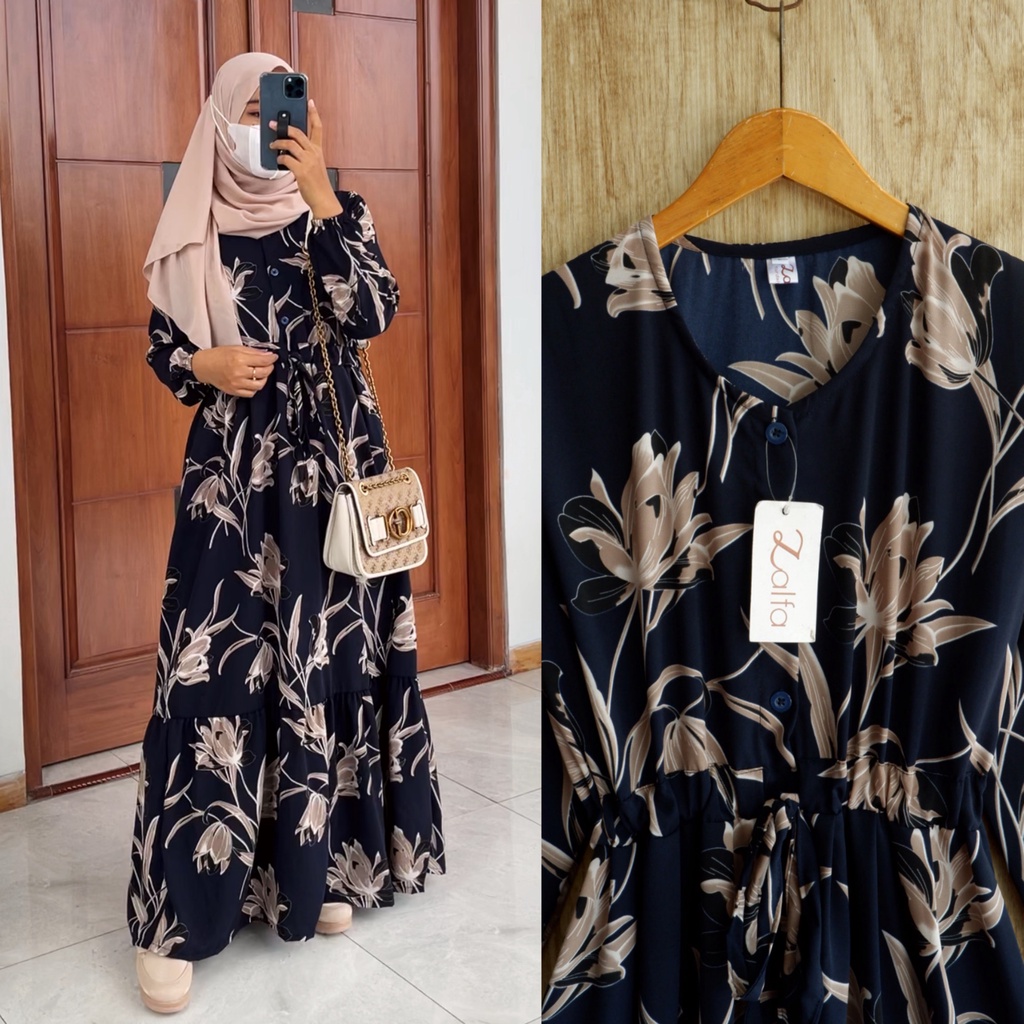FATMA dress by ZALFA OUTFIT / dress motif / gamis motif / gamis bunga