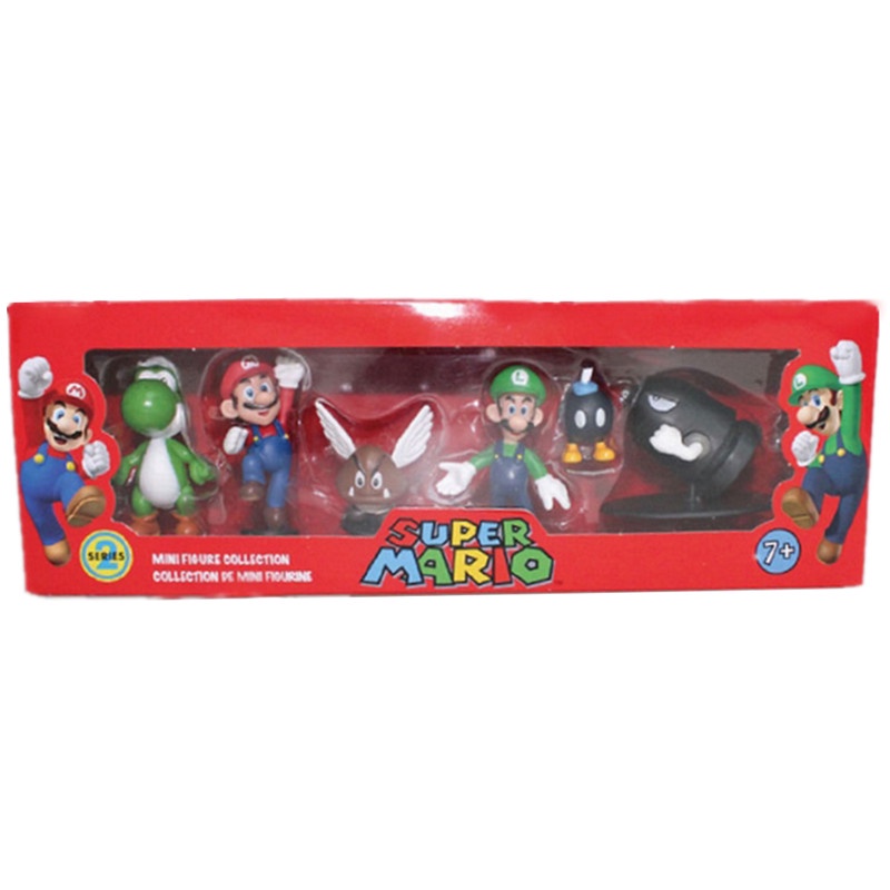 6pcs/set Patung Jepang Game Super Mario Set Luigi Donkey Mario Bros Model Boneka Collections Brinquedos Hadiah Ulang Tahun