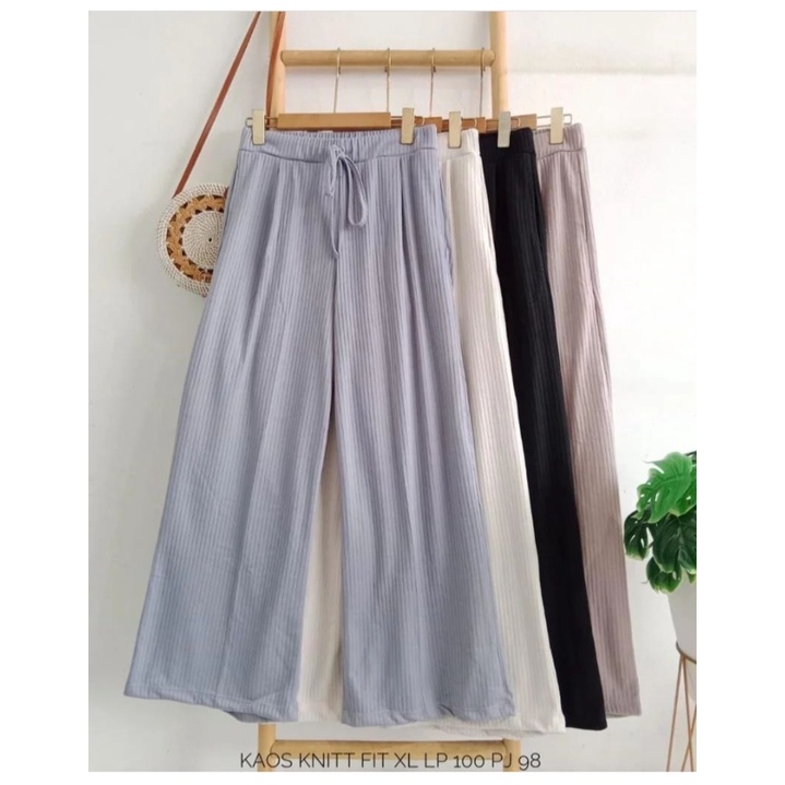 Pants kaos knit plisket kulot import