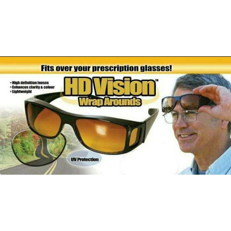 Kaca Mata HD VISION (1 box isi 2 ) Anti Silau Kaca Mata Siang Malam / Kaca Mata VISION