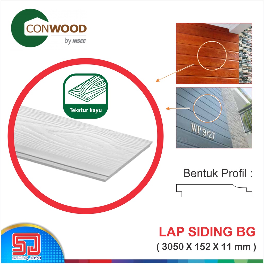 Conwood Lap Siding BG Plank Decorative Dekorasi Dinding Pagar Tekstur Kayu