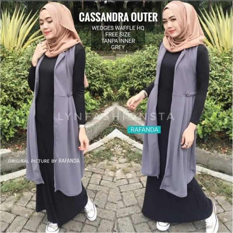 LYNFASHIONISTA-KARDIGAN WANITA MUSLIM TANPA LENGAN KERAH/CASSANDRA