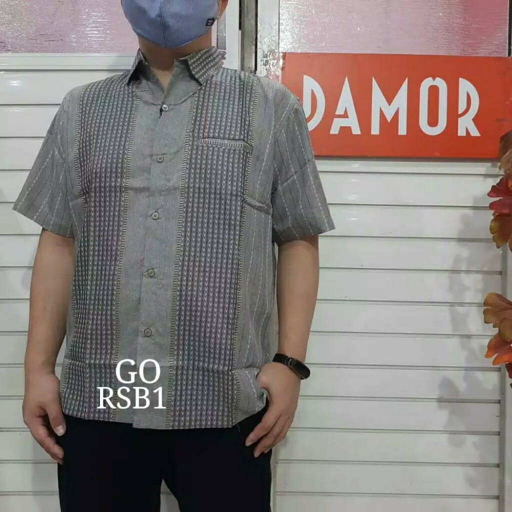 gos  RSC DAMOR (CRESSIDA) KEMEJA Reguler Pria Baju Cowok Pakaian Pria Kemeja Lengan Pendek Kasual