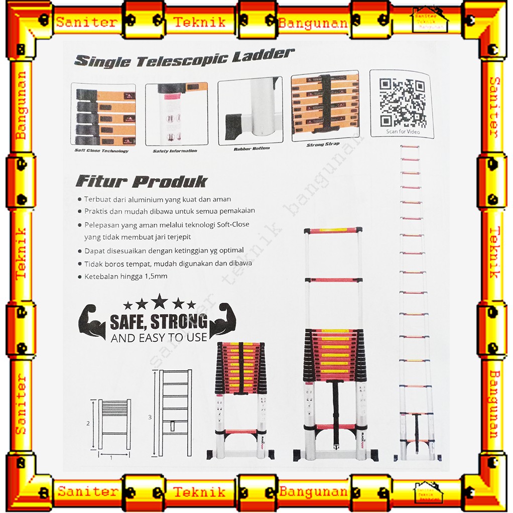 TANGGA LIPAT-TANGGA ALUMUNIUM-TANGGA TELESKOPIK SINGLE BLACKFOOT 6 M
