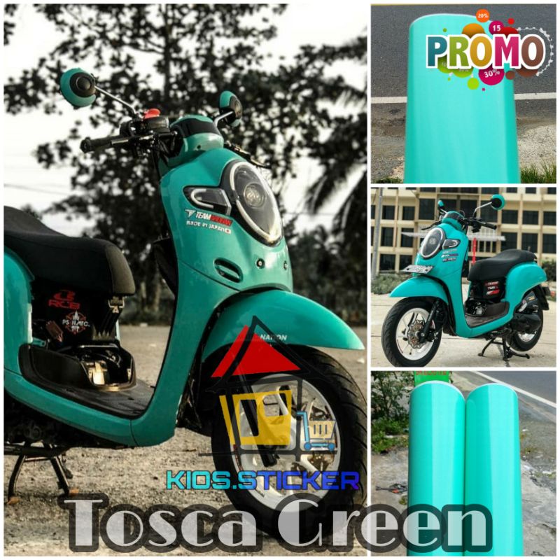 Sticker Skotlet Tosca Green Glossy Doff Stiker Warna Hijau Tosca