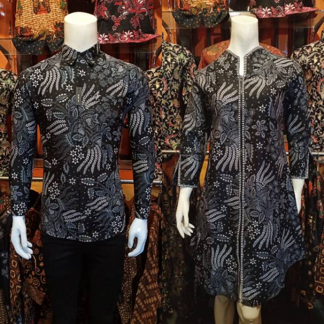 Baju Batik Couple M L XL XXL batik Couple Atasan  standar mall M L XL XXL motif manggar abu