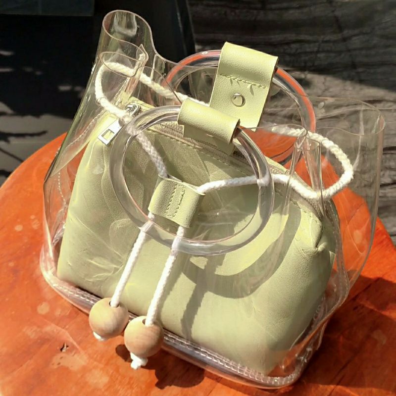 Miniso Clear Soft Green Bag Transparant bag
