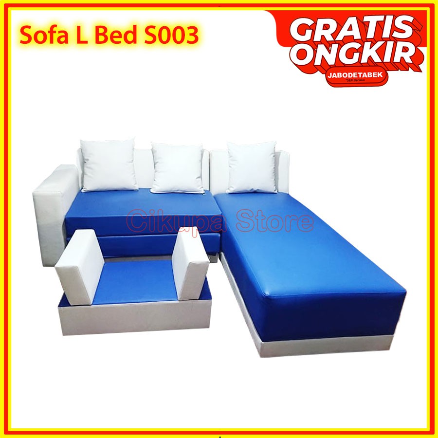 SOFA L BED S003 + MEJA BERGARANSI (Sofa Sudut, Sofa Mewah, Kursi Ruang Tamu)