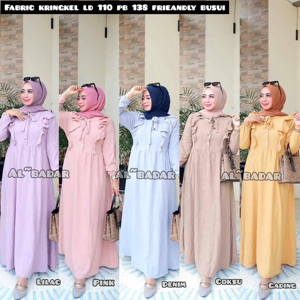 [ BISA COD ] GAMIS KATUN KRINGKEL MOTIF MIX KANCING HIDUP,DRESS KRINGKEL PREMIUM,GAMIS BUSUI MODEL TERBARU BY AL BADAR