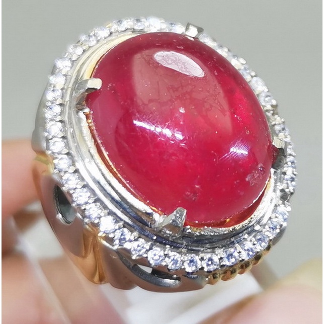 Cincin Batu Permata Merah Delima Asli Ruby Afrika