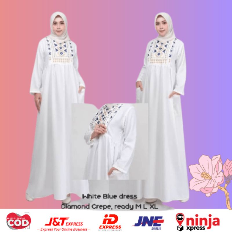 Maxy Dress Gamis Putih Bordir Gamis Perempuan