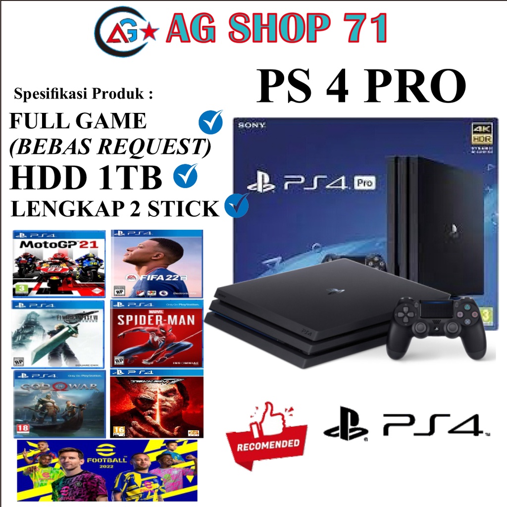 ps4  playstation ps4 pro hd 1 tb   2 stick werelles  full game