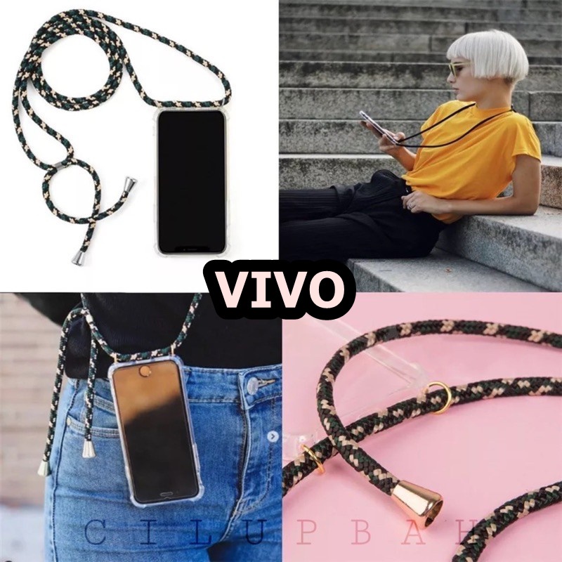 SOFT CASE VIVO Y20 Y30 Y50 Y11 Y12 Y15 Y17 Y19 Y53 Y71 Y81 Y91C Y95 - LANYARD CASE - TALI SLING - ANTI CRACK