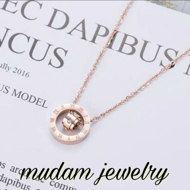 Kalung Bulgr Ring Titanium Rose Gold, Gold dan Silver