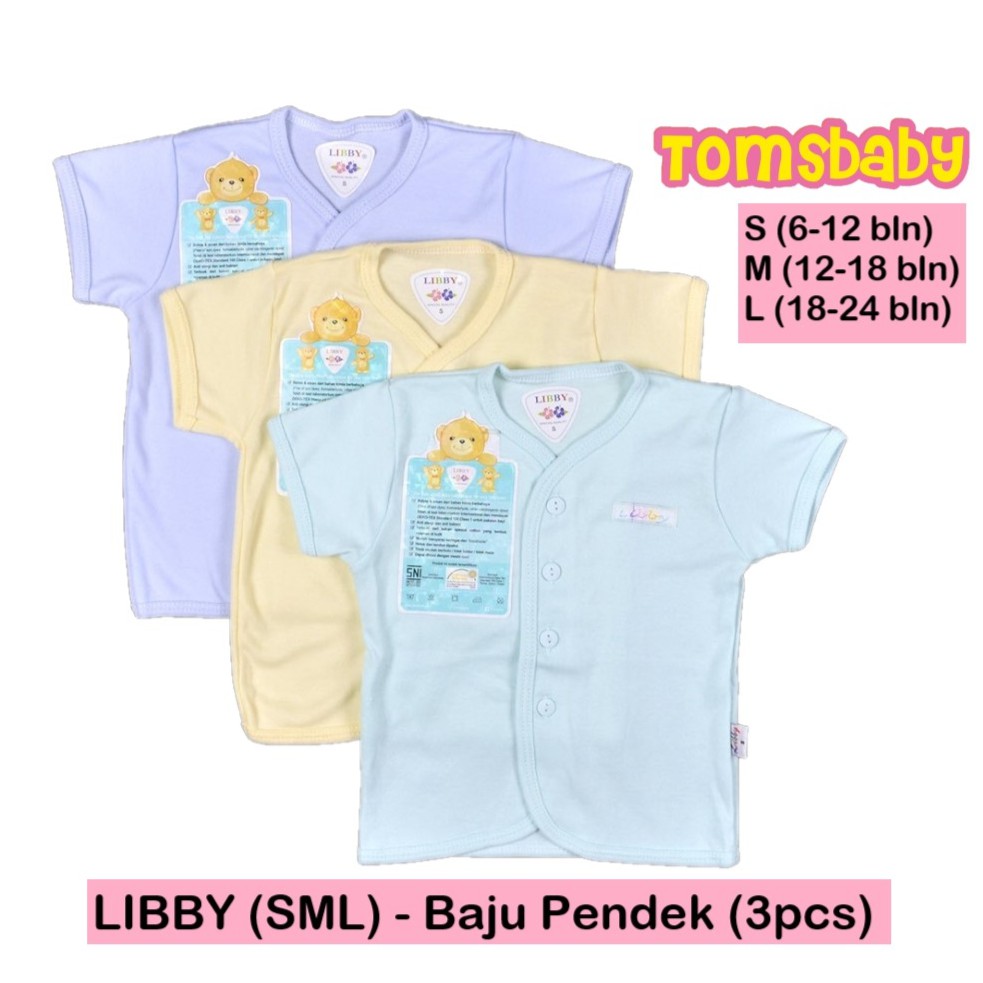 LIBBY 3pcs Baju Tangan Pendek WARNA Polos (SML)