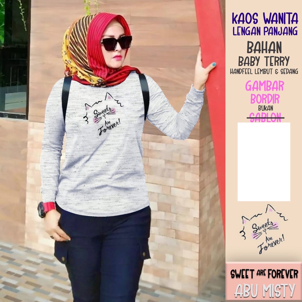 JESETA Kaos Wanita Lengan Panjang / Kaos Sweatshirt / Atasan Wanita / Atasan Wanita Lengan Panjang