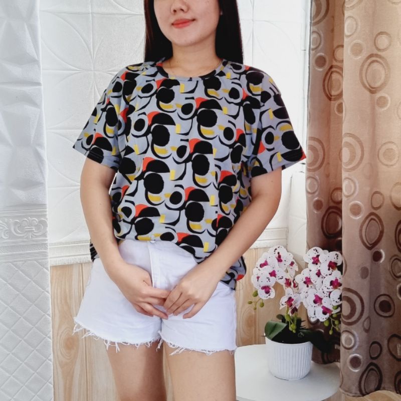 Kaos Wanita Lengan Pendek Jumbo Banyak Corak / Kaos Murah / Atasan Wanita Murah Part 3