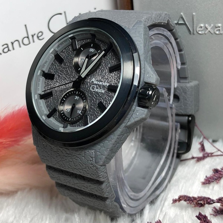 ORIGINAL Jam Tangan Pria Alexandre Christie AC 6585 / AC6585 / 6585 Garansi Resmi 1 Tahun, Rubber