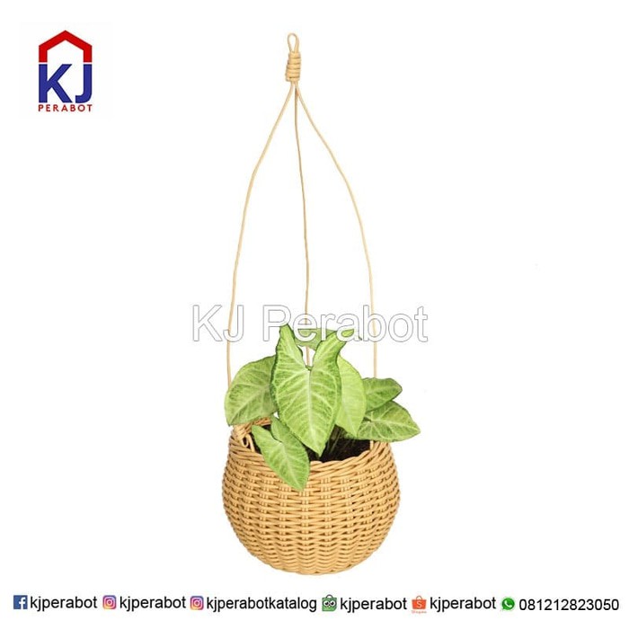 Bergaransi Pot Anyam Gantung Rotan Sintetis Murah