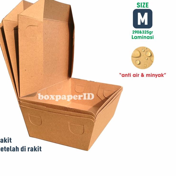✻ Paper Lunch Box Size M Paket Hemat 45pcs Craft Laminasi Kotak Nasi Goreng Ayam Geprek Dimsum Kebul