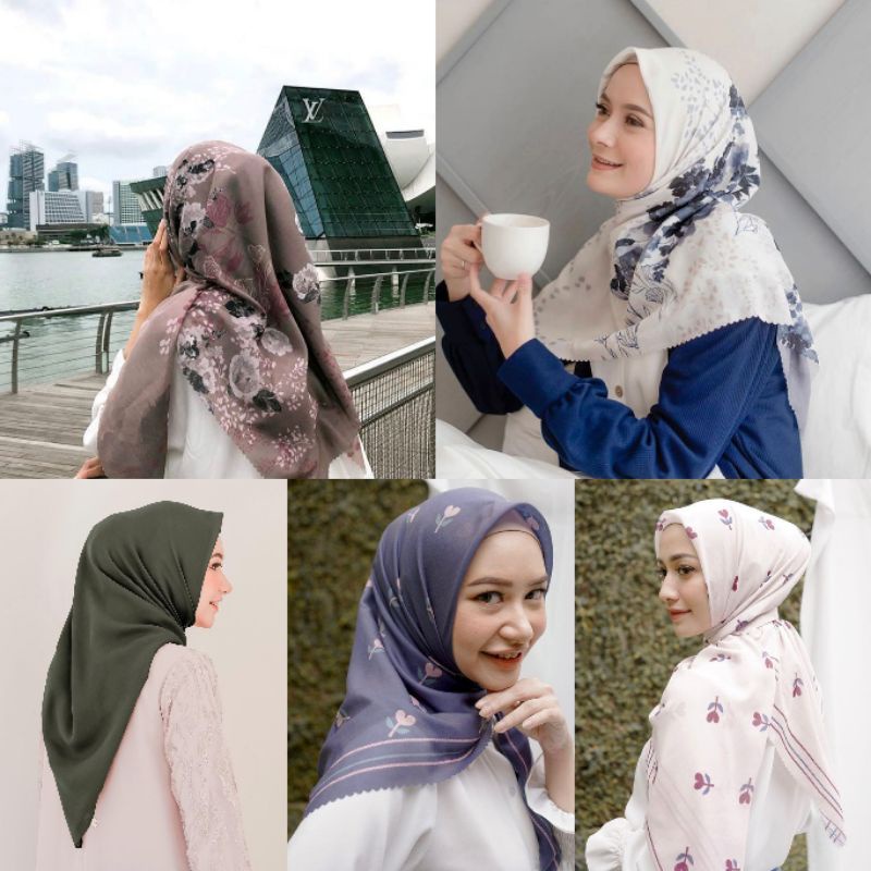 CERIA KUAS SCARF OFFWHITE AUBURN KUNCUP Segiempat vanillahijab vanilla hijab voal kashmir uniqlo cho