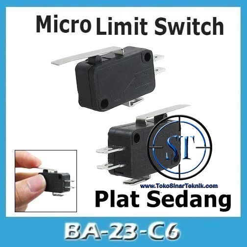 BA-23C6 Micro Switch Micro Limit Switch Besar  Saklar Tombol Tekan No NC Tuas gagang Panjang Tanpa Roda 7-1