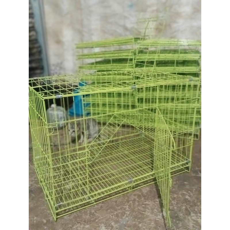 kandang  kucing lipat75x45x50tingkat roda-3