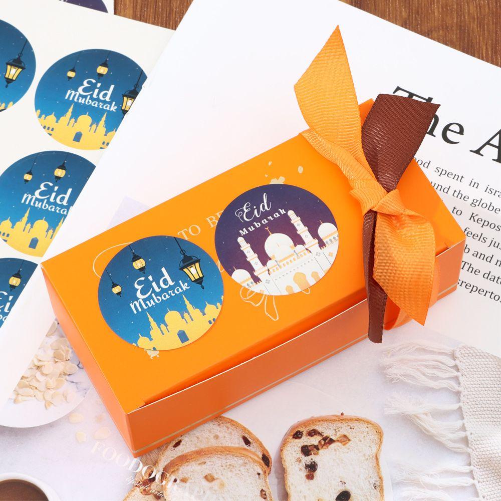 Populer 60/120Pcs Eid Mubarak Stiker Baru Castle Moon Baking Hiasan Kue Kering Permen Tag Perlengkapan Pesta Dekorasi Muslim Islami