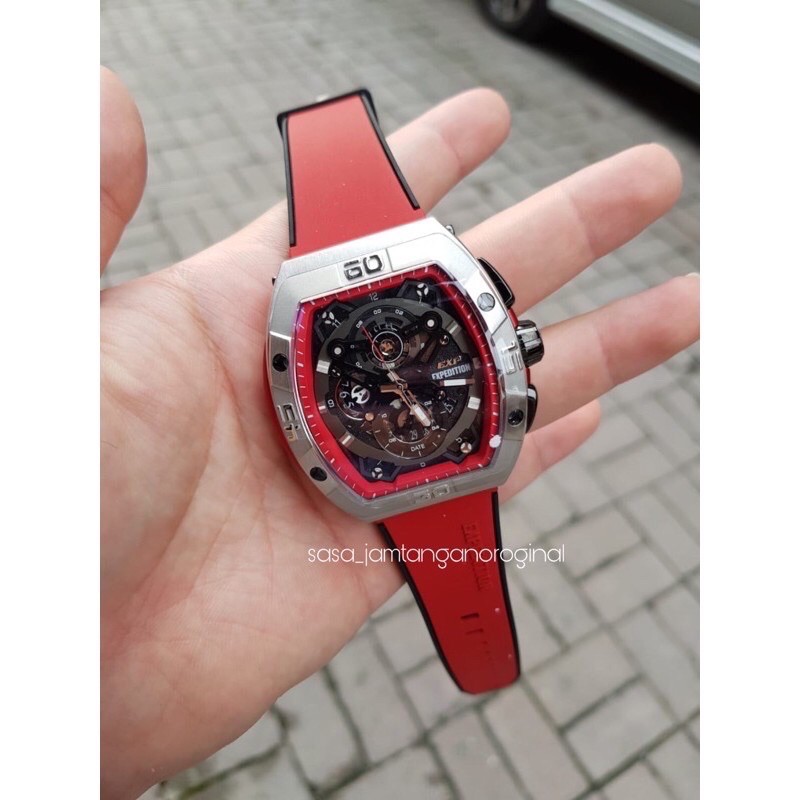 Jam Tangan Expedition EXP E6800 Original Silver Merah Pria