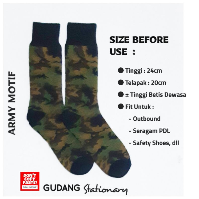 Kaos Kaki Pria HARPIST Army Motif