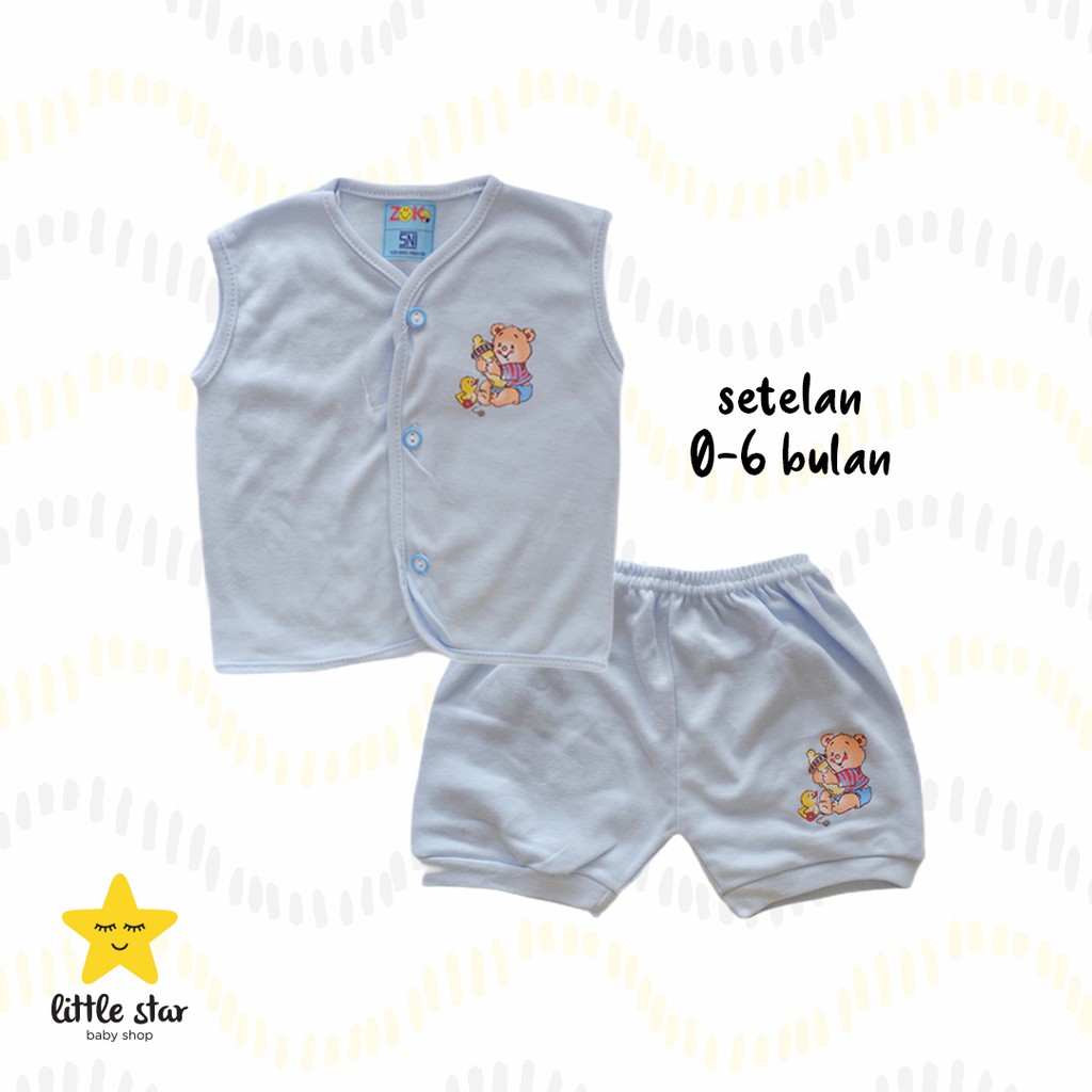 Zoko Setelan Anak Bayi Baju Kutungan | Kaos Tanpa Lengan Kancing Bayi Cewek Cowok