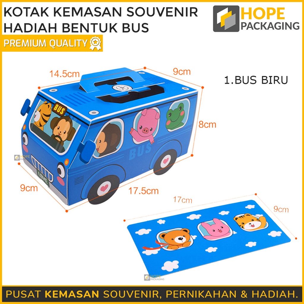Kotak Kemasan Souvenir ultah / Kotak hadiah bentuk bus untuk anak anak Bentuk Tas sekolah