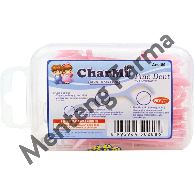 Charmi Dental Floss Pick Art 189 Isi 50 Pcs - Benang Pembersih Sela Gigi