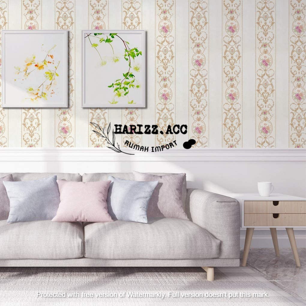 Wallpaper stiker dinding motif batik silver dasar putih