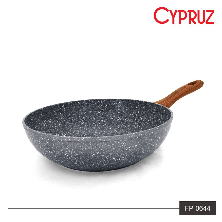 Cypruz FP-0644 Fry Wok Marble Bakelite Kayu 28cm