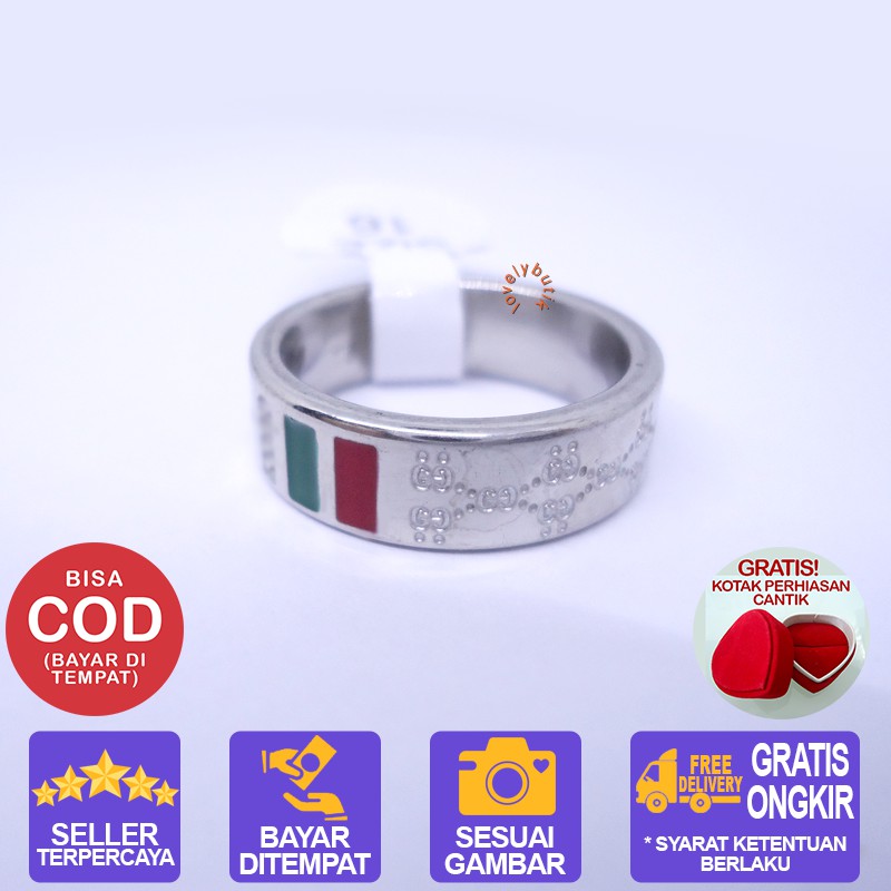 Lovelybutik Cincin Titanium Anti Karat Selamanya - PTN  Cicin Silver BONUS KOTAK PERHIASAN