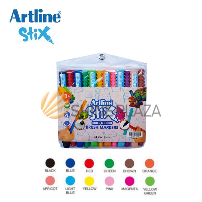 Artline Stix Brush Marker Set 12 - Brush Pen Artline Stix