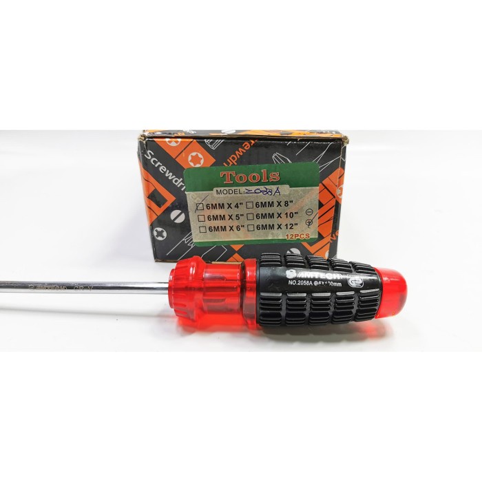 AMTECH OBENG GAGANG KARET mata PLUS 6mm x 4" - OBENG KARET