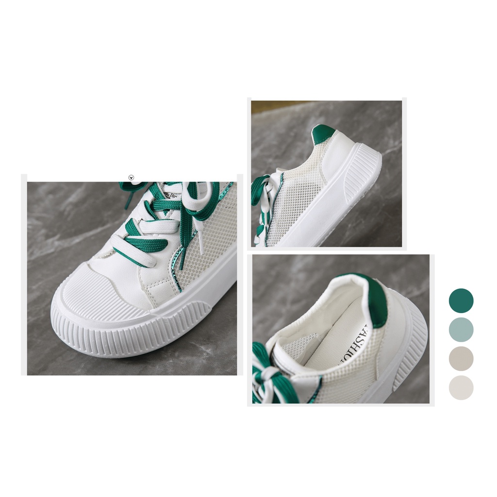 Sepatu Korea Sneakers Putih Wanita Import Cantik Sepatu Perempuan Casual Tali Two Tone Trendy SP-193