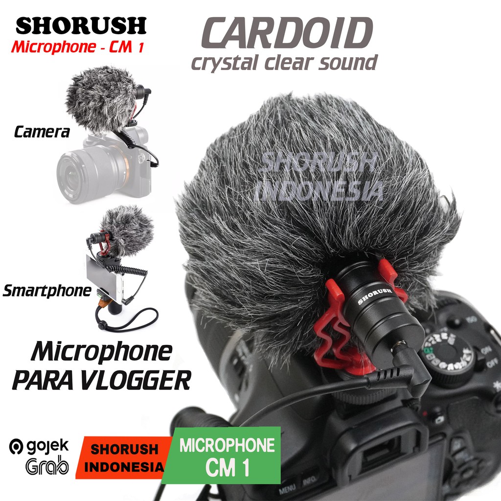 Shorush CM 1 Mini Microphone Cardioid Mic Vlogging for iPhone IOS &amp; HP Android / Canon Nikon BY MM1