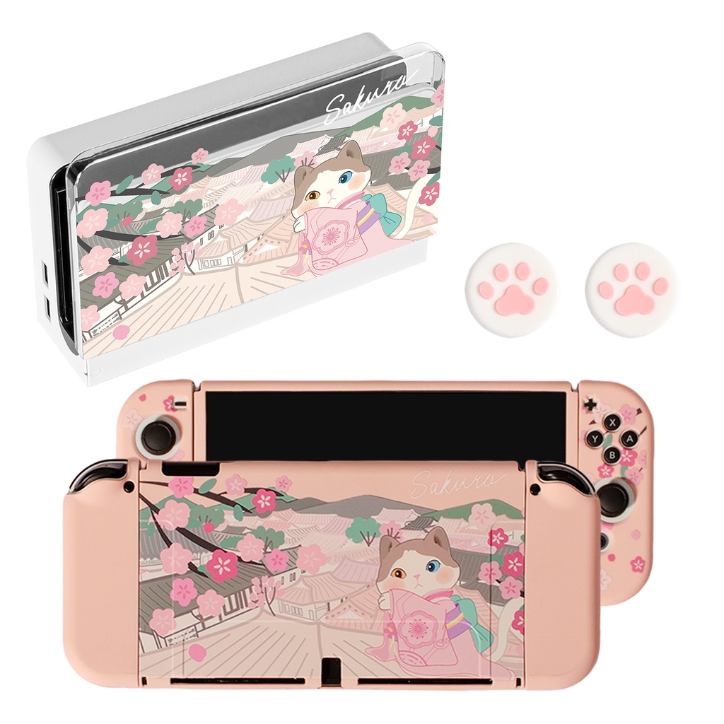 Tas Penyimpanan Konsol Game Nintendo Switch V1 V2 Motif Kucing Sakura