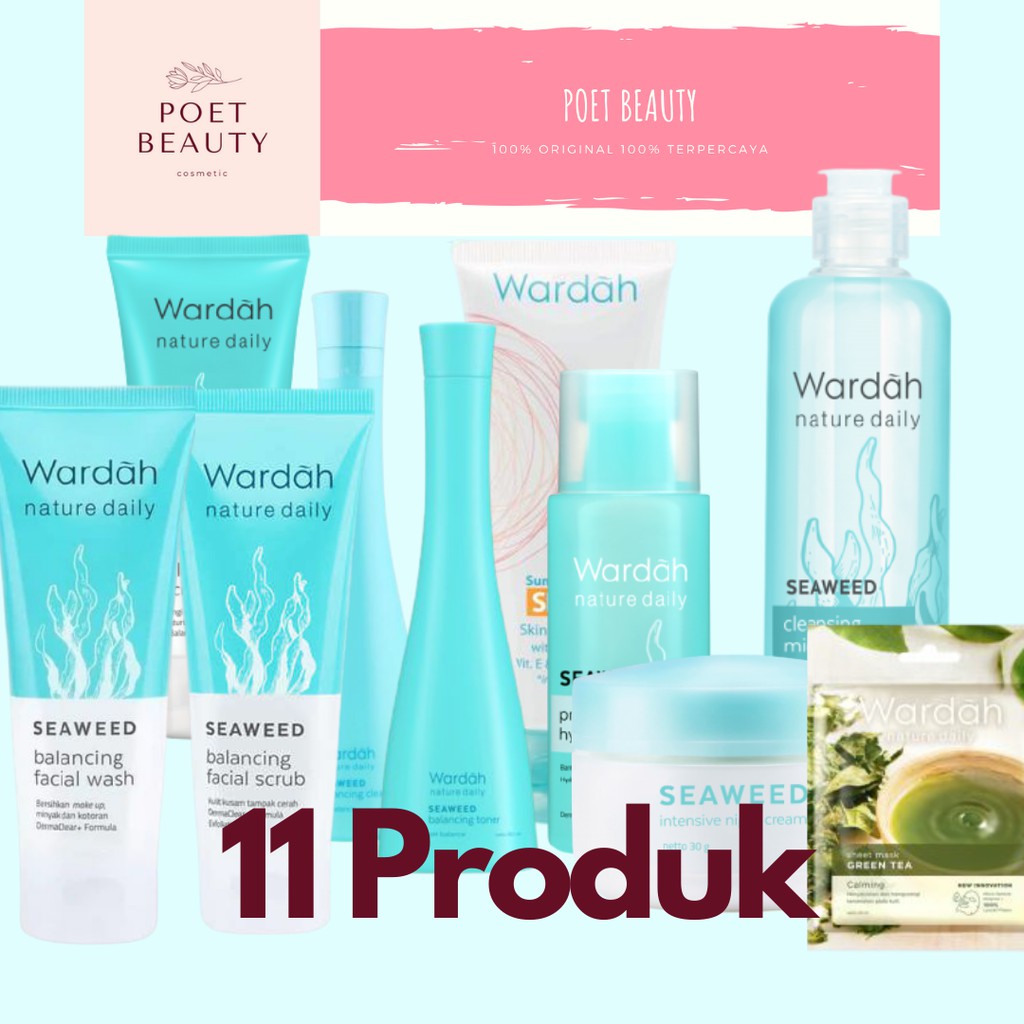 Wardah Nature Daily Seaweed Balancing Series Paket Lengkap 11+3 Produk